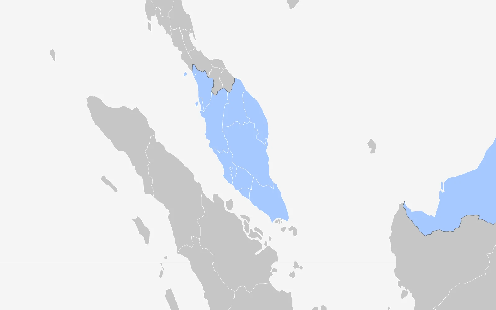 The map zoomed sixteen times on Peninsular Malaysia, each state outlined in thin white lines.
